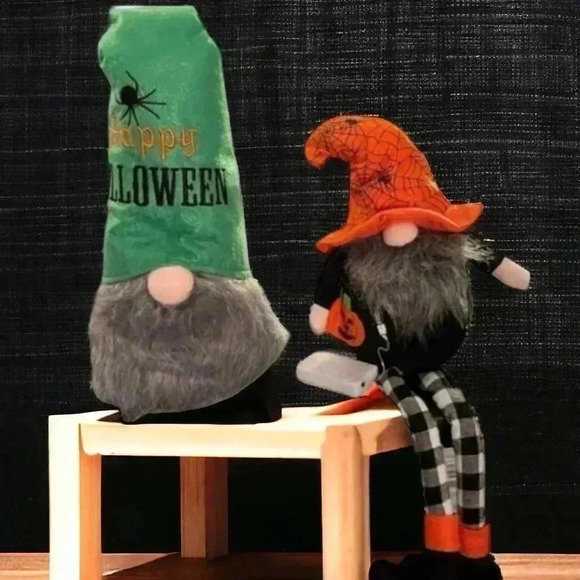 2 brand new Halloween gnomes.  The green is 22.5” and the orange guy is 20". - Picture 2 of 5